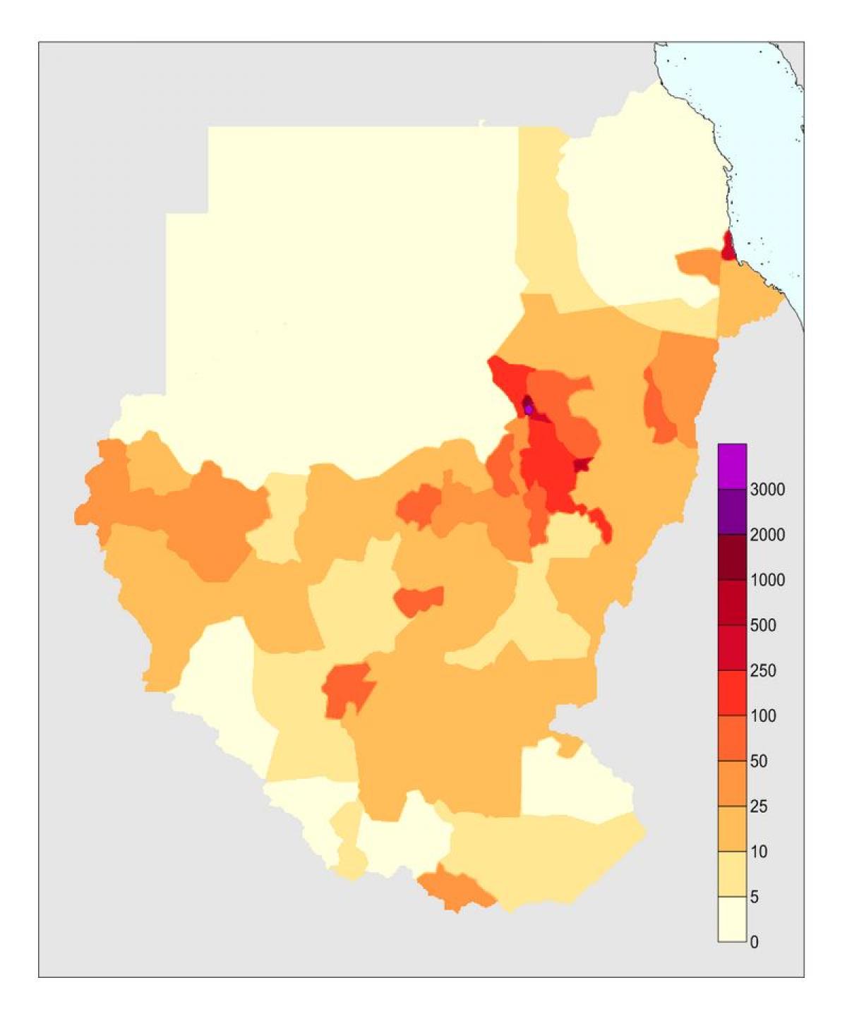 Kart over Sudan befolkning
