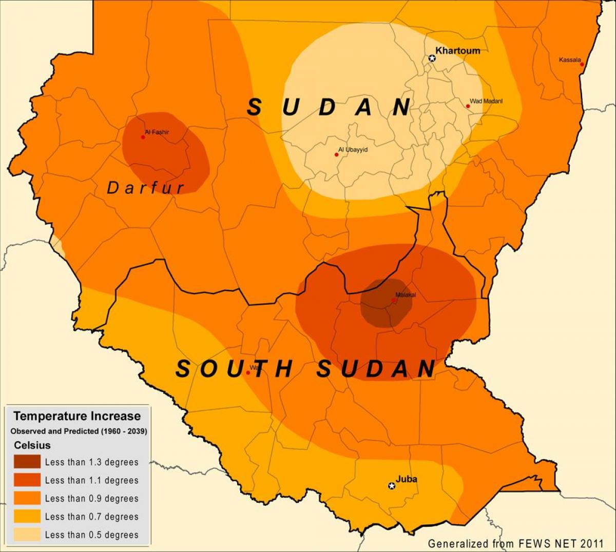 Kart over Sudan klima