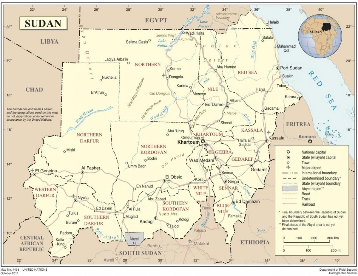 Kart over Sudan stater
